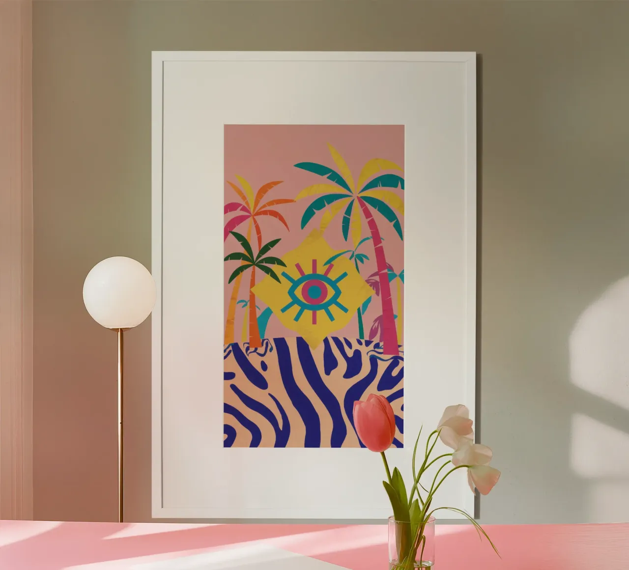 Sogno psichedelico sulla spiaggia poster con telaio in plastica da Autumn Season