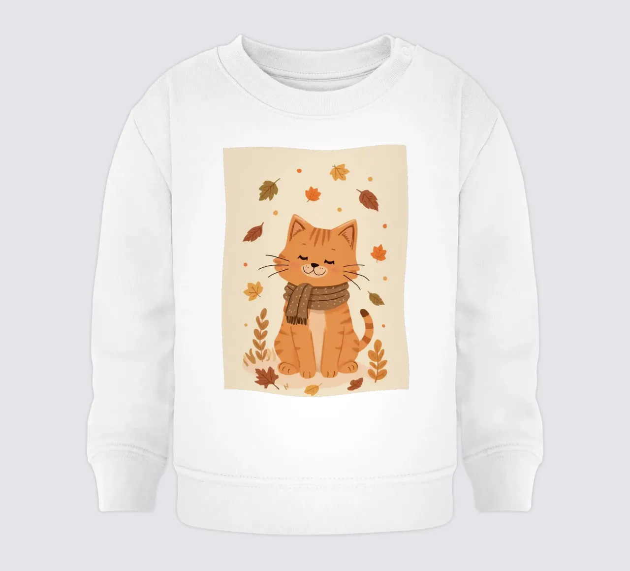 Gatto arancione con sciarpa e foglie d'autunno felpa neonato da DesignDoodle