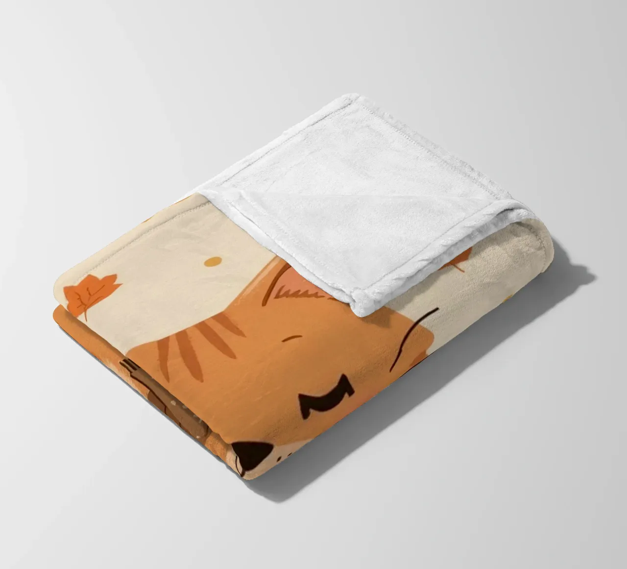 Gatto arancione con sciarpa e foglie d'autunno coperta in pile da DesignDoodle