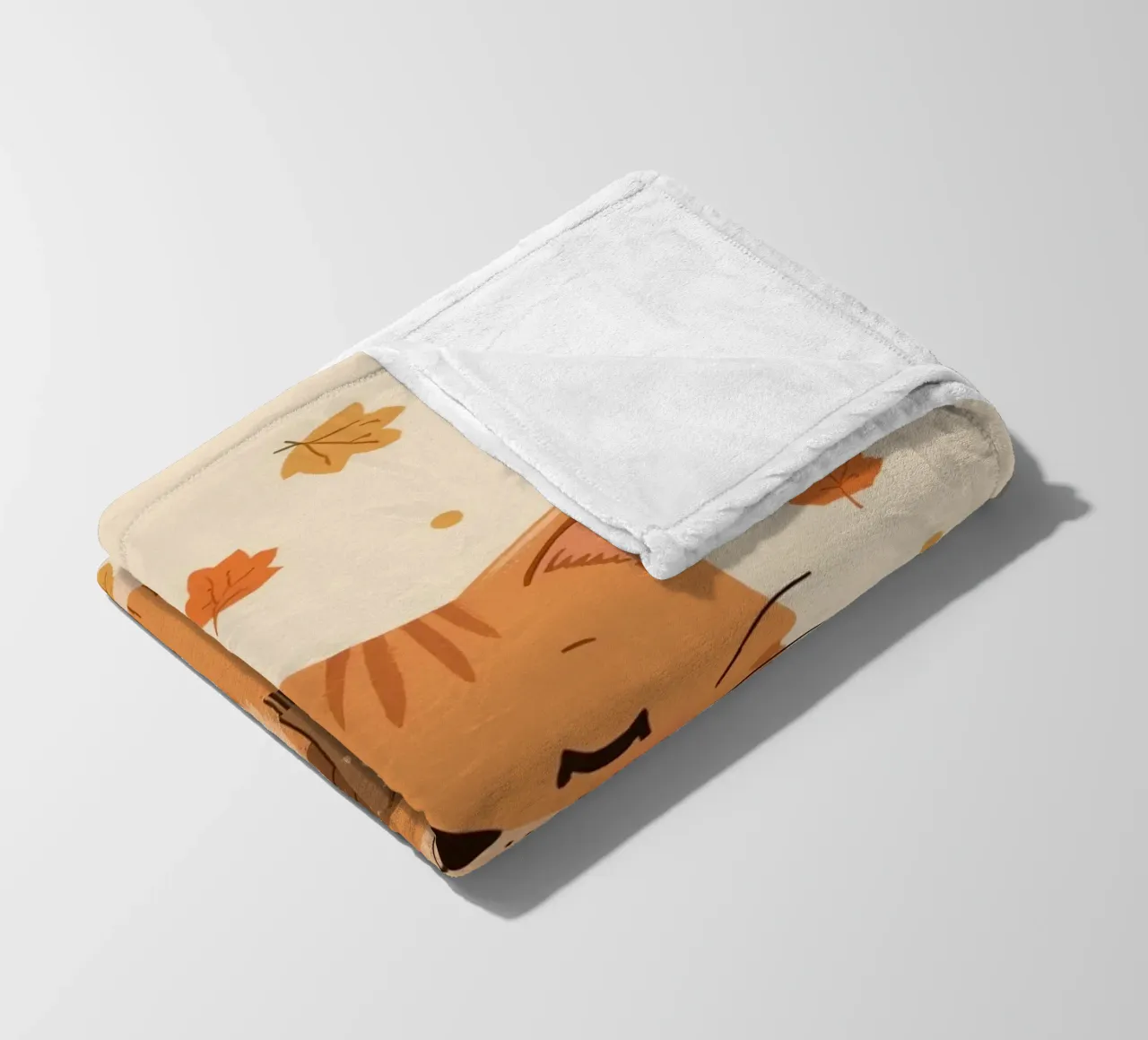 Gatto arancione con sciarpa e foglie d'autunno coperta in pile da DesignDoodle