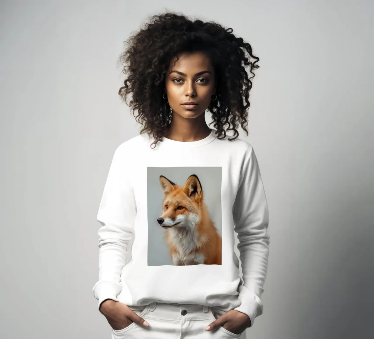 Rotfuchs Porträt nach links blickend Sweatshirt von DesignDoodle