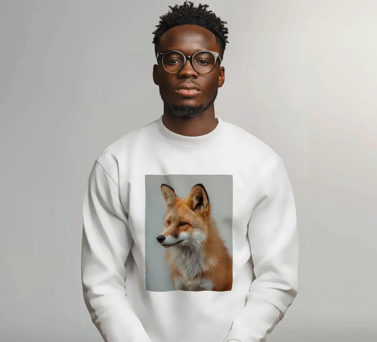 Rotfuchs Porträt nach links blickend Sweatshirt von DesignDoodle