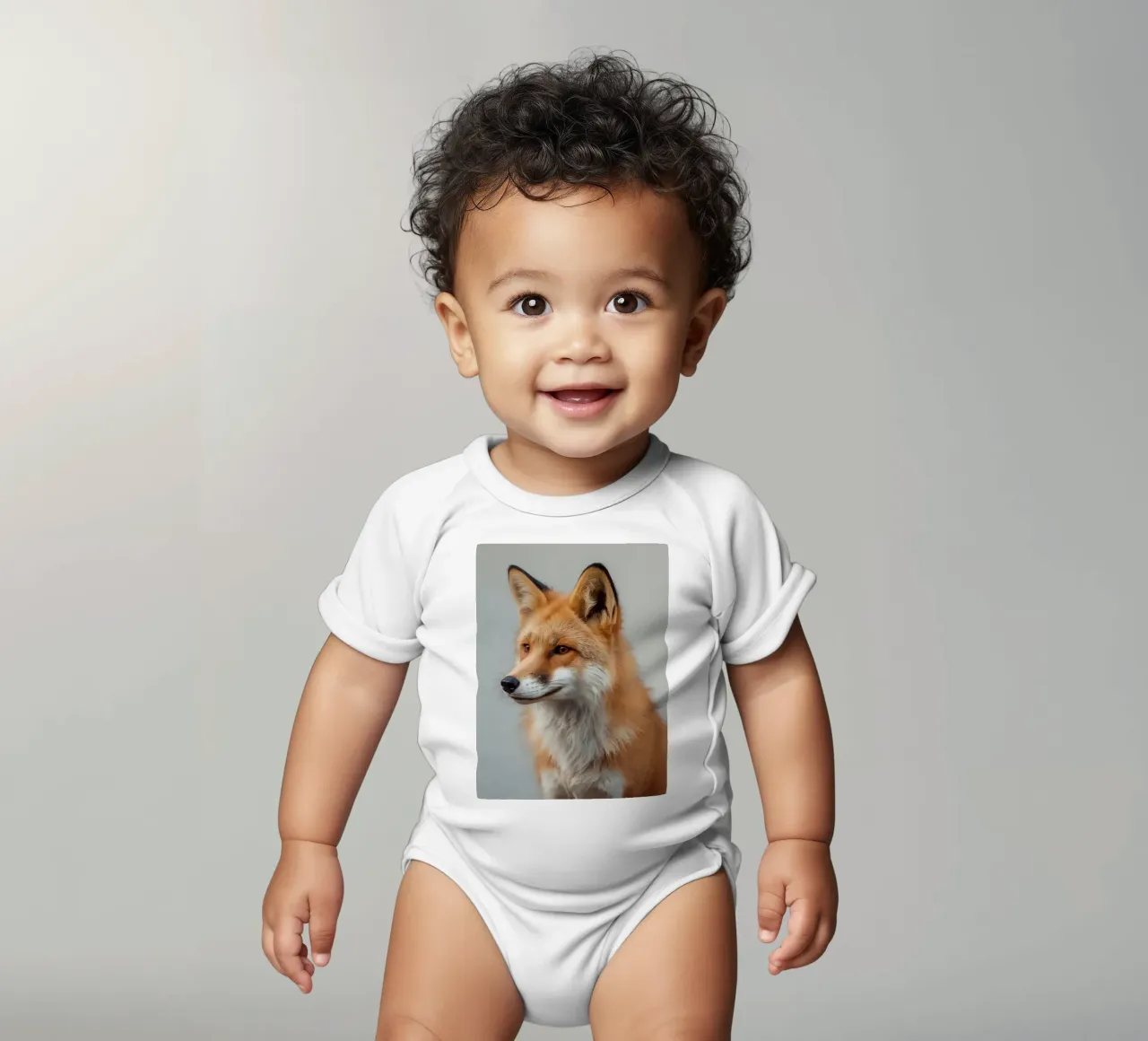 Rotfuchs Porträt nach links blickend Kurzarm Babybody von DesignDoodle