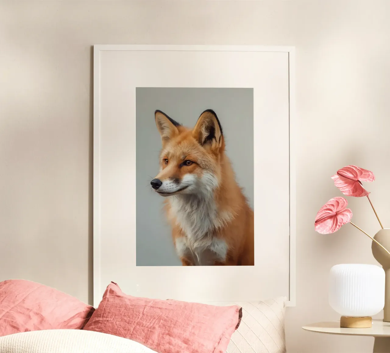 Rotfuchs Porträt nach links blickend Poster von DesignDoodle
