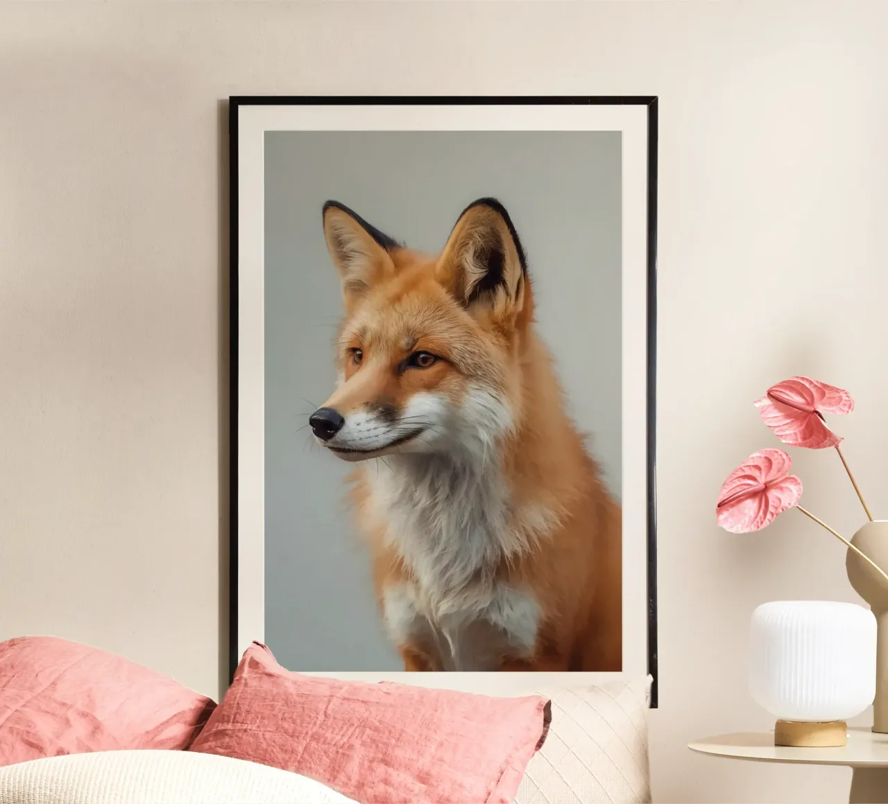 Rotfuchs Porträt nach links blickend Poster von DesignDoodle