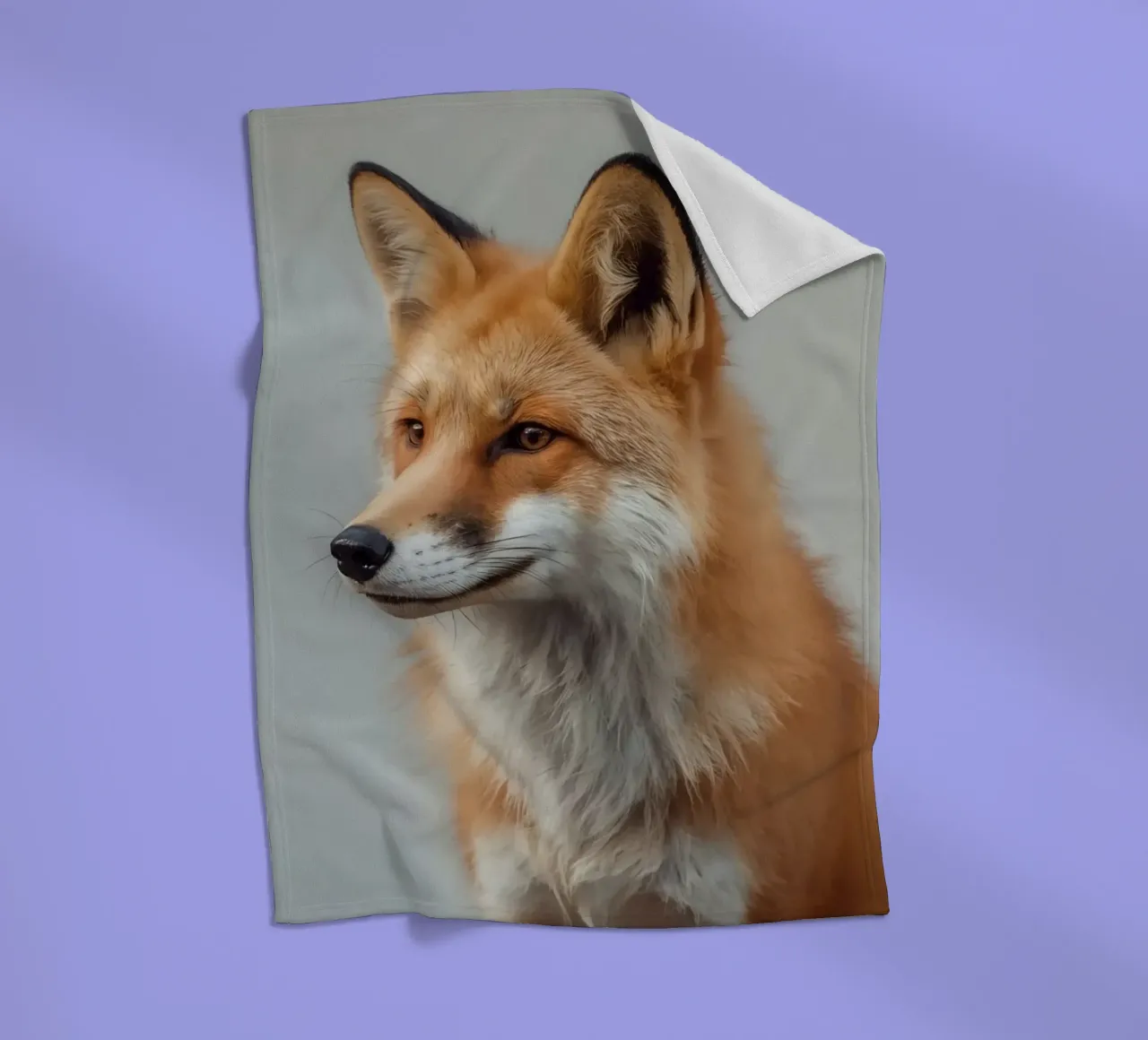 Rotfuchs Porträt nach links blickend Fleecedecke von DesignDoodle