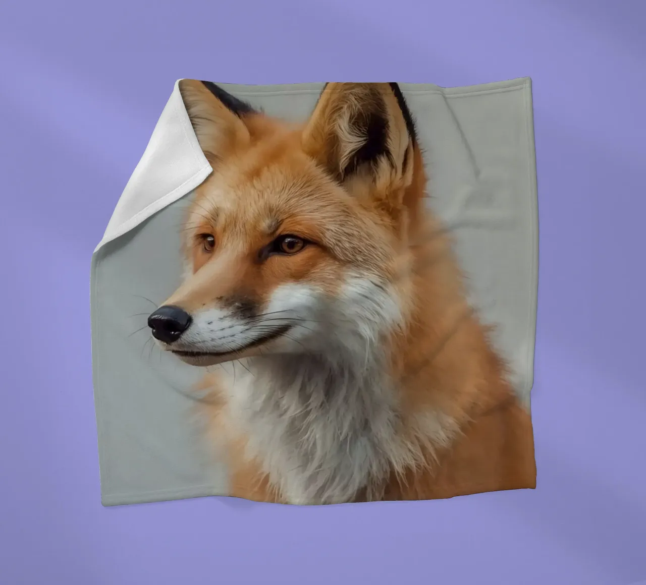 Rotfuchs Porträt nach links blickend Fleecedecke von DesignDoodle