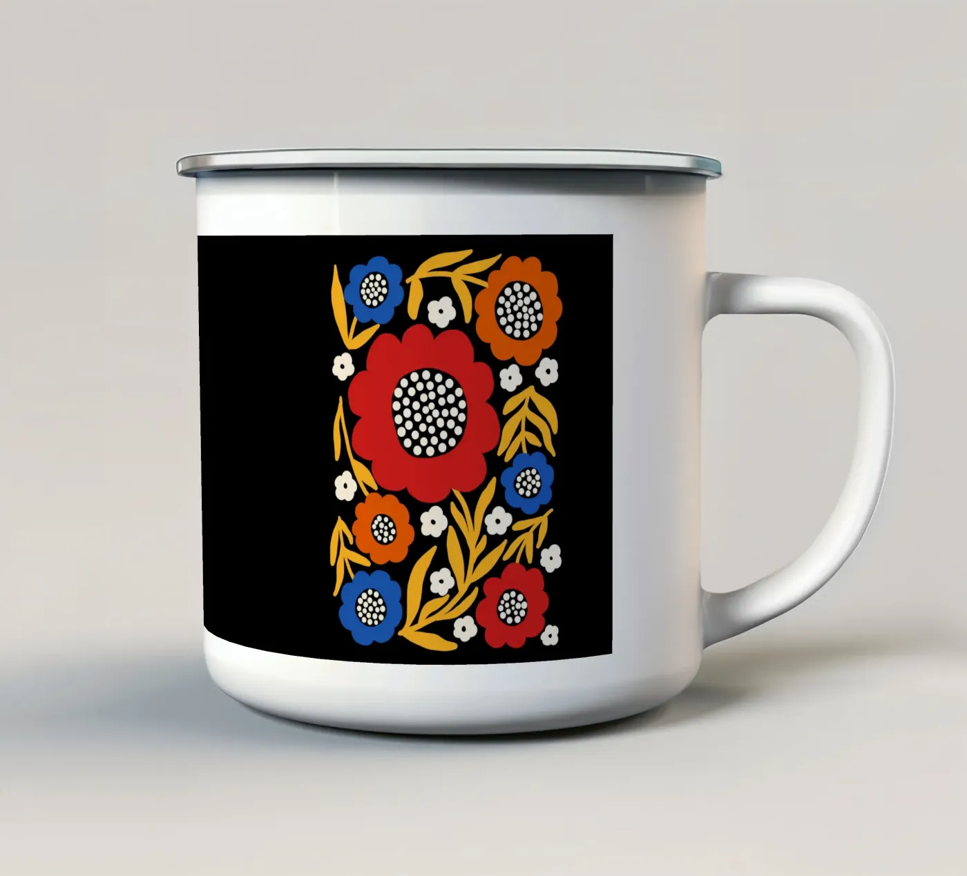 Rustic bloom emaille mok van TijanaArtStudio88