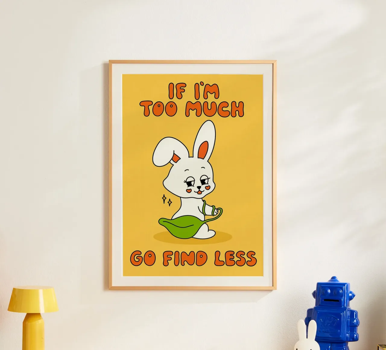 andare a cercare un coniglio in meno poster con telaio in legno da bojoonxs