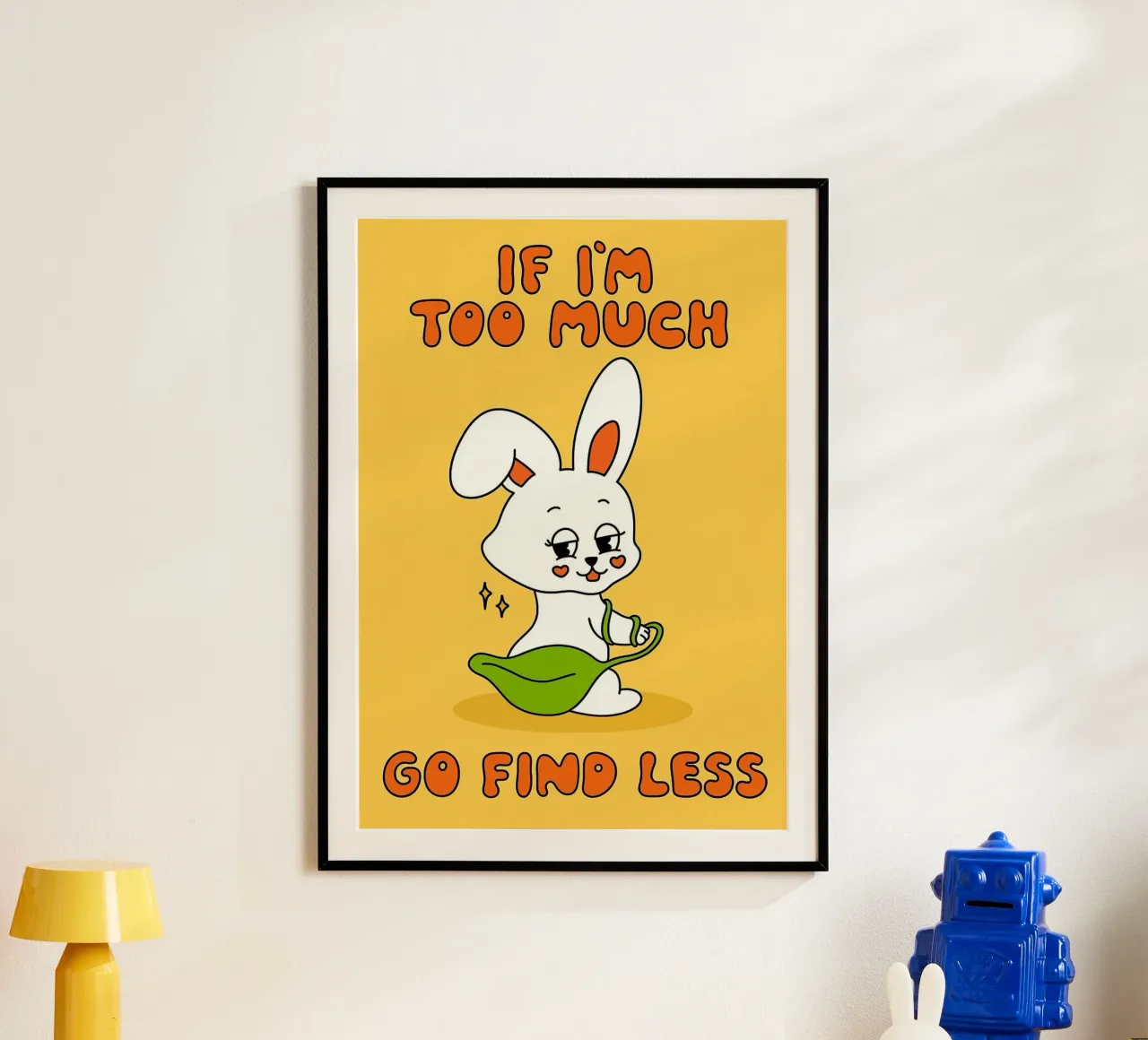 andare a cercare un coniglio in meno poster con telaio in legno da bojoonxs