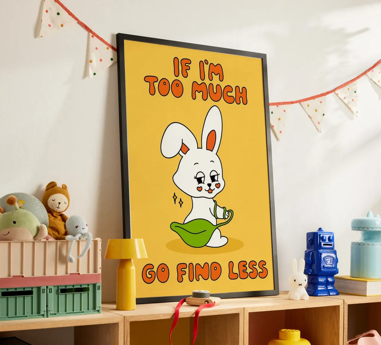 andare a cercare un coniglio in meno poster con telaio in legno da bojoonxs
