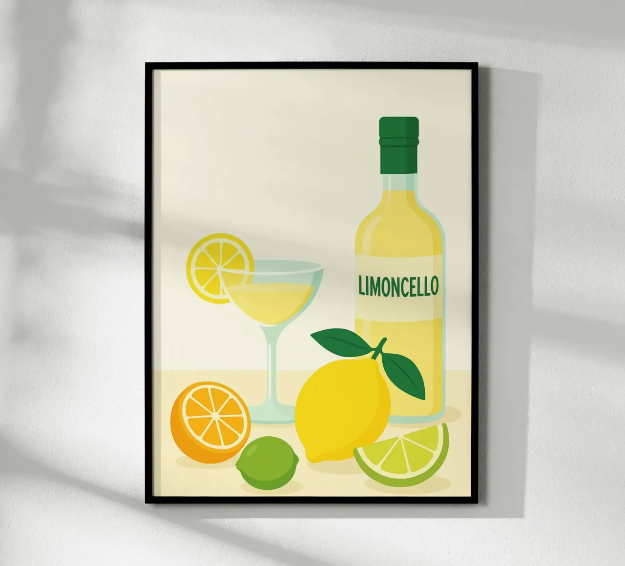 Poster sul limoncello - Illustrazione di bevande estive poster con telaio in alluminio da Casa Calm