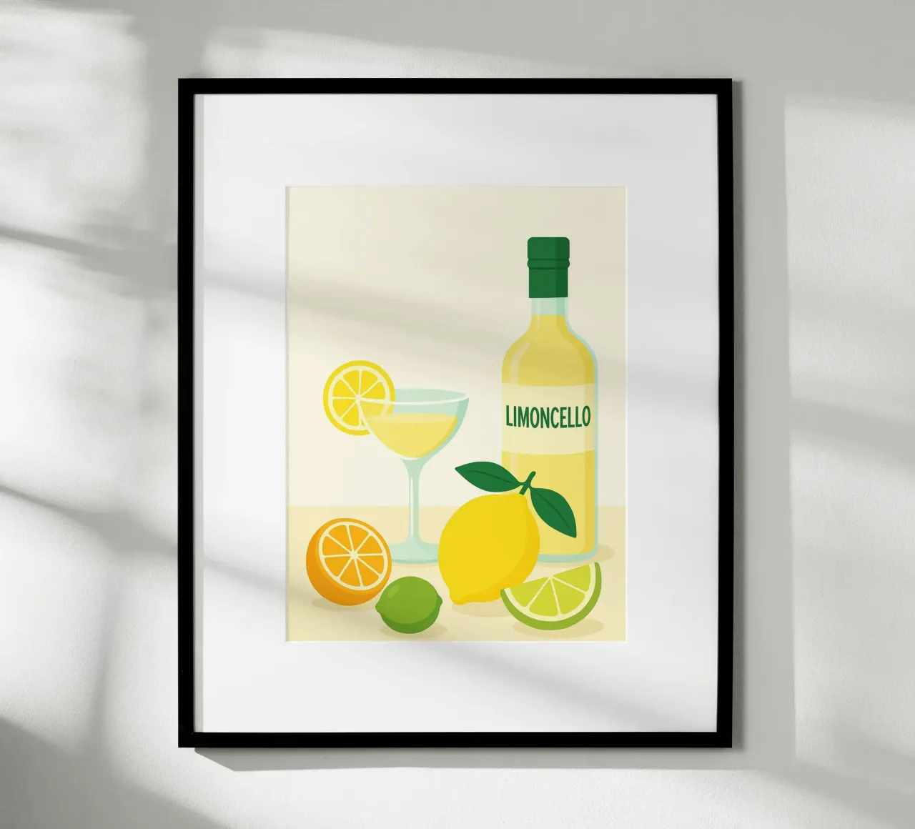 Poster sul limoncello - Illustrazione di bevande estive poster con telaio in alluminio da Casa Calm