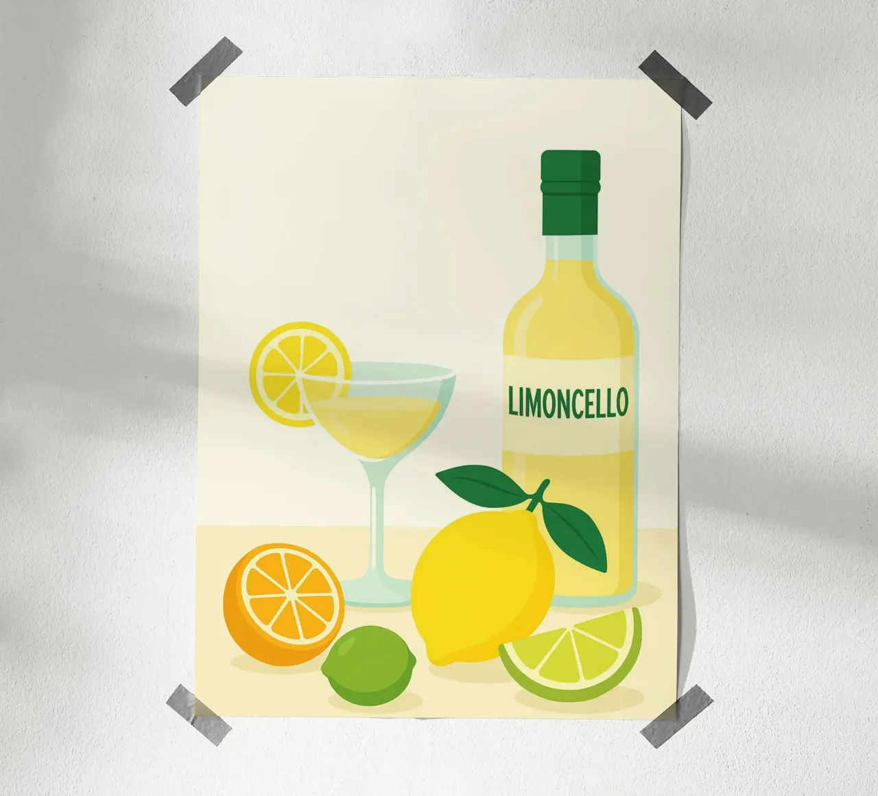 Poster sul limoncello - Illustrazione di bevande estive poster con telaio in alluminio da Casa Calm