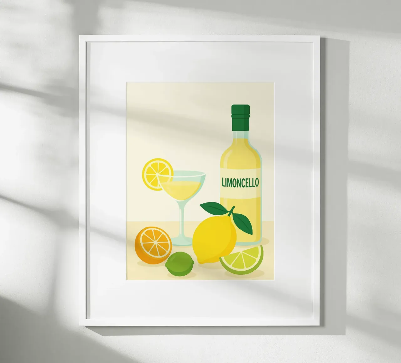 Poster sul limoncello - Illustrazione di bevande estive poster con telaio in alluminio da Casa Calm