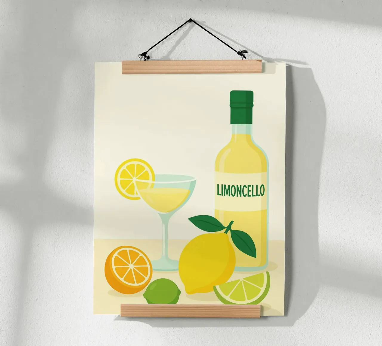 Poster sul limoncello - Illustrazione di bevande estive poster con telaio in alluminio da Casa Calm