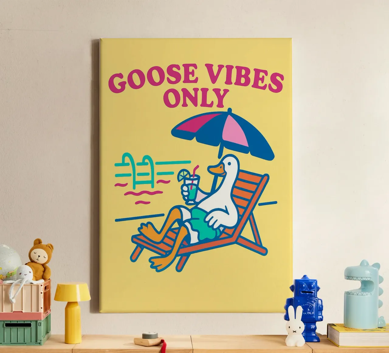 goose vibes only canvas with Floater frame by bojoonxs
