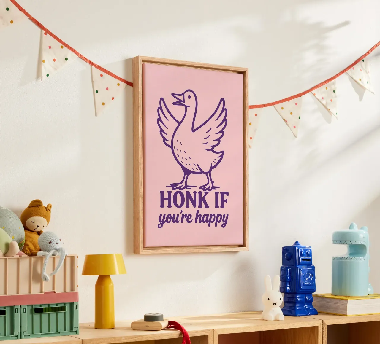 honk if your happy canvas with Floater frame by bojoonxs