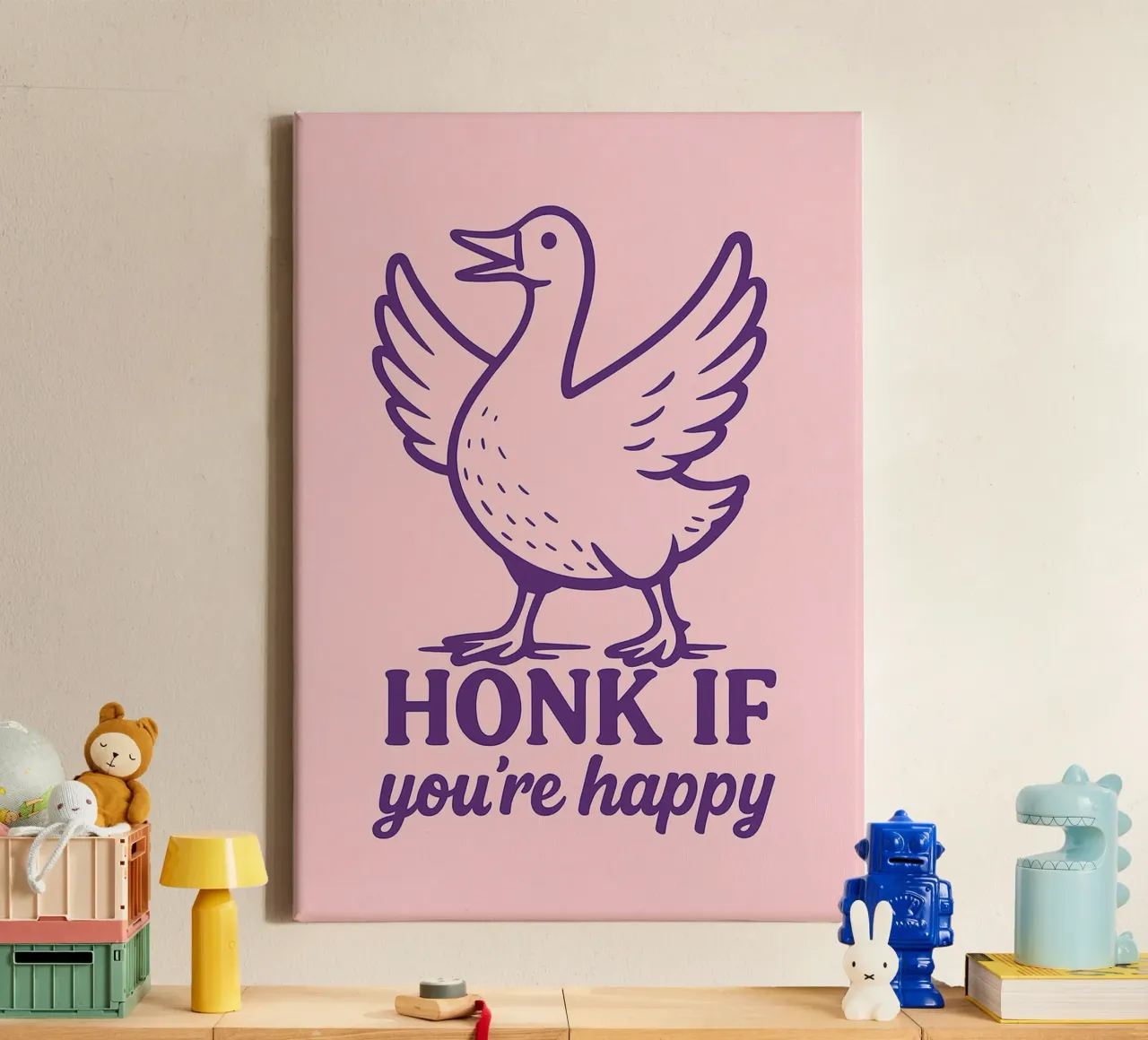 honk if your happy canvas with Floater frame by bojoonxs