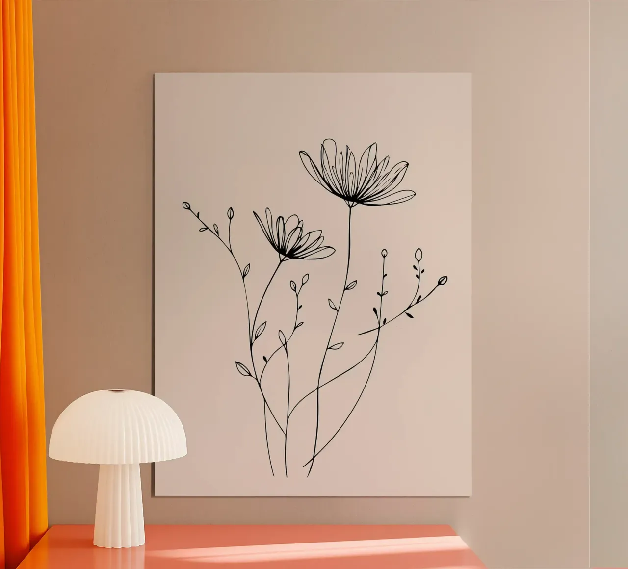 Arte minimalista della linea dei fiori selvatici Stampa murale botanica elegante poster da Sabine Klein