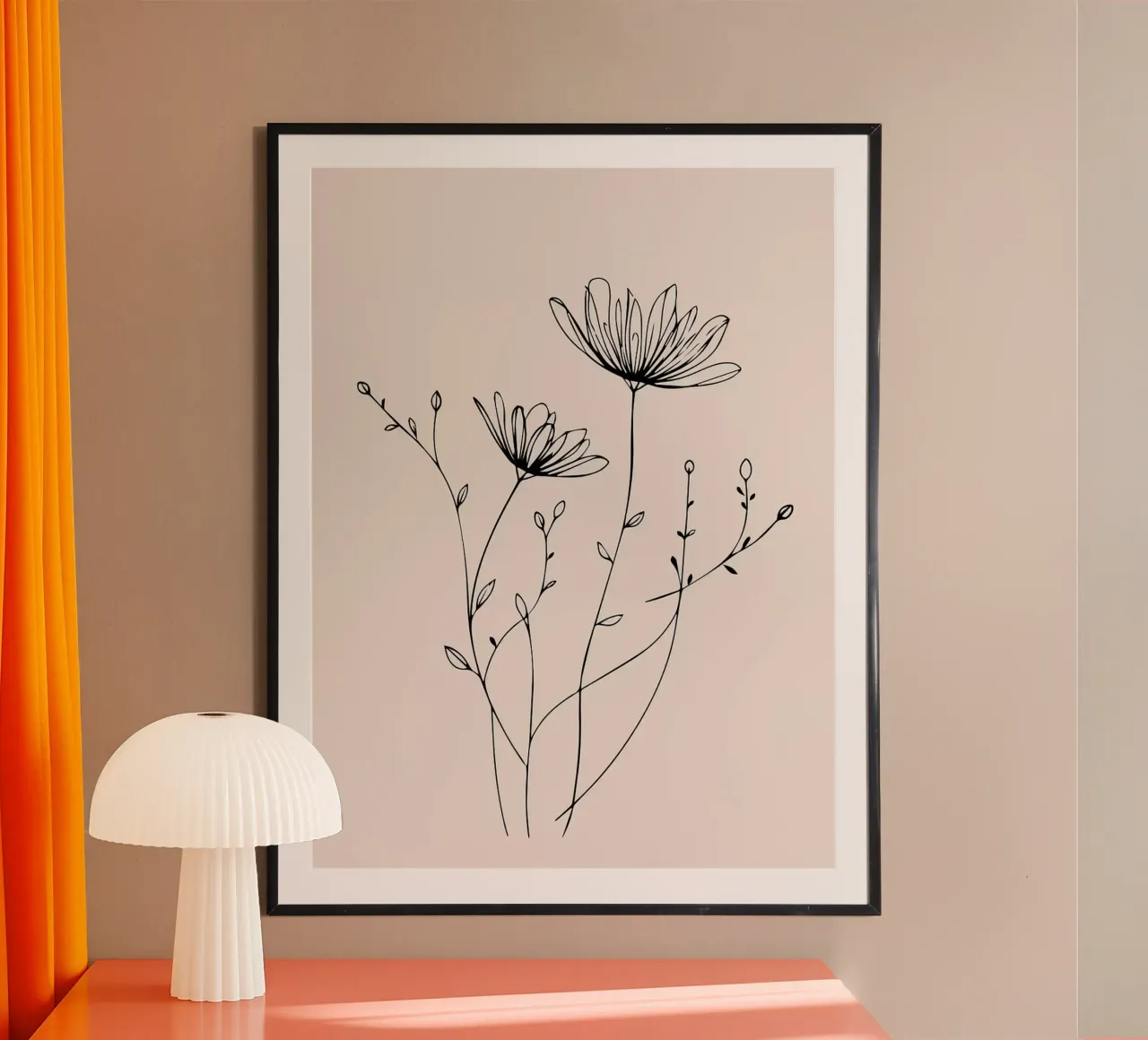 Arte minimalista della linea dei fiori selvatici Stampa murale botanica elegante poster da Sabine Klein