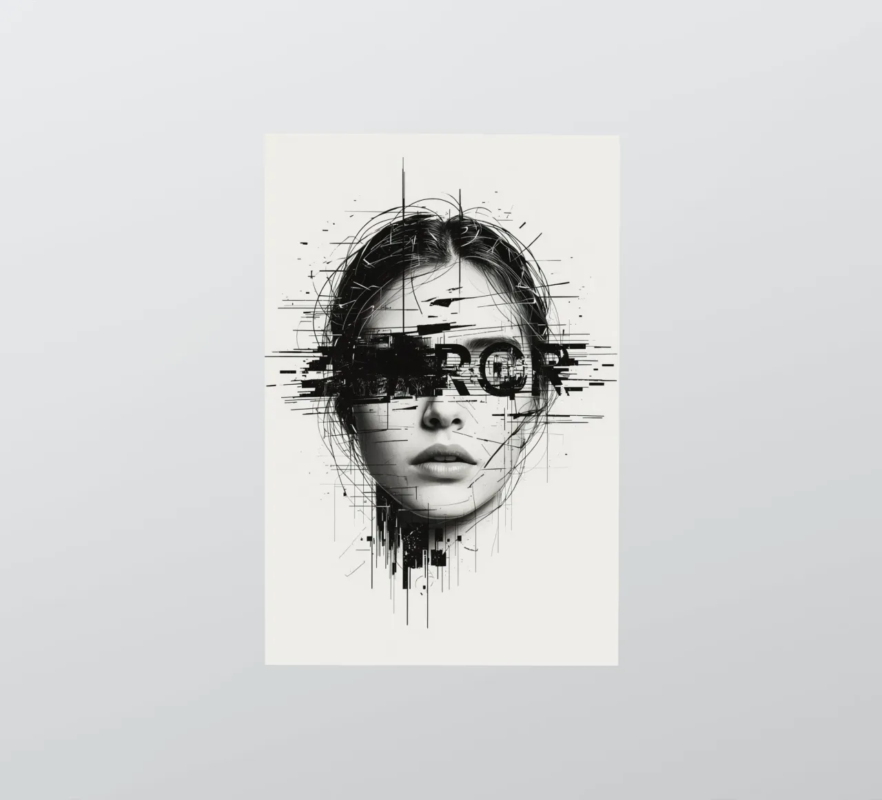 Woman's Face with Abstract Lines and error Overlay sticker by DesignDoodle