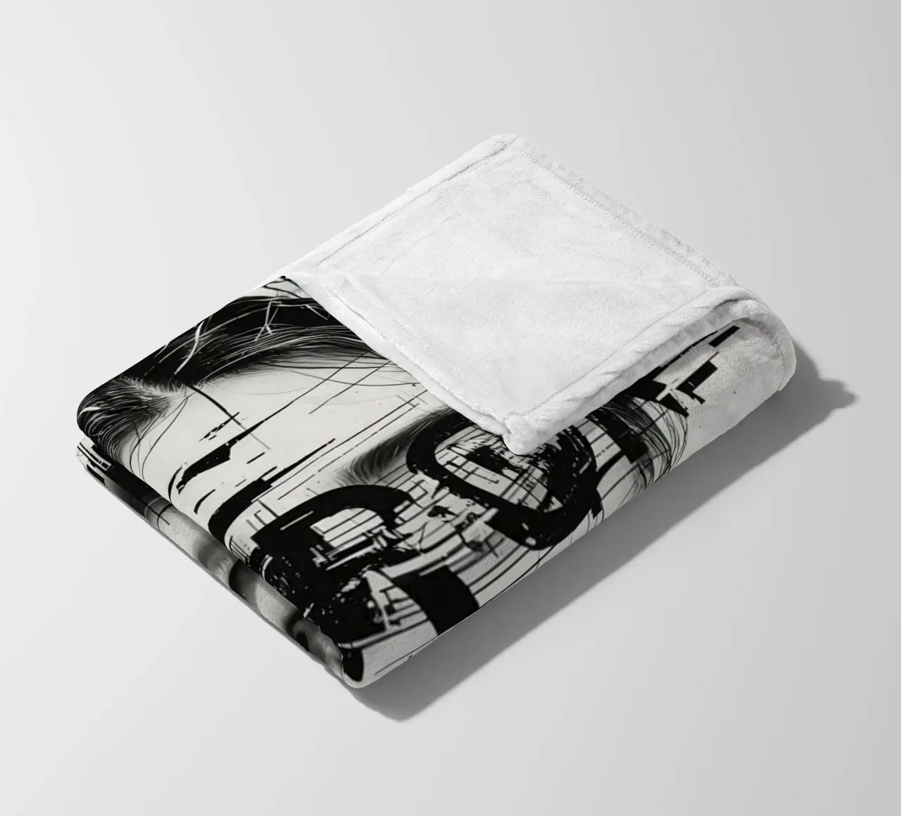 Volto di donna con linee astratte e sovrapposizione di errori coperta in pile da DesignDoodle