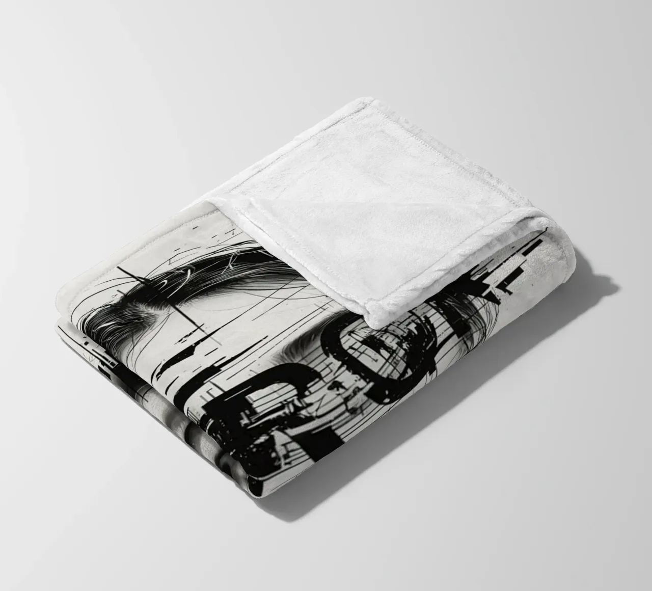 Volto di donna con linee astratte e sovrapposizione di errori coperta in pile da DesignDoodle