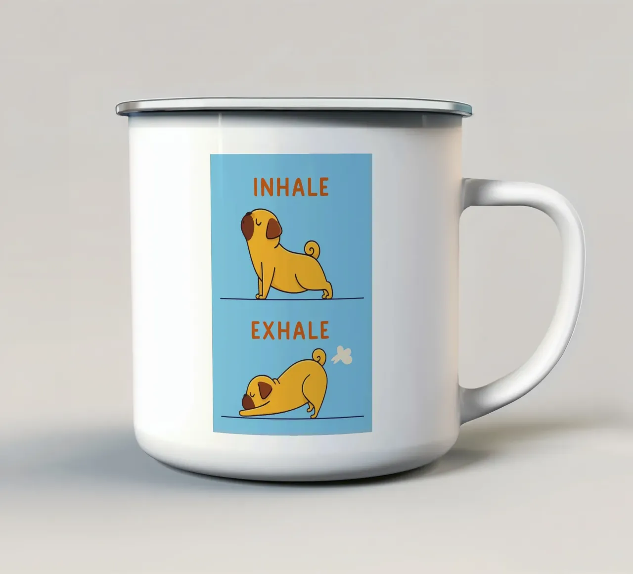 inspirare espirare cane tazza in smalto da bojoonxs