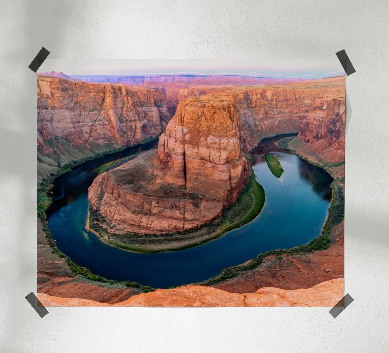 Ansa a ferro di cavallo del fiume Colorado, Arizona poster con telaio in legno da anderm