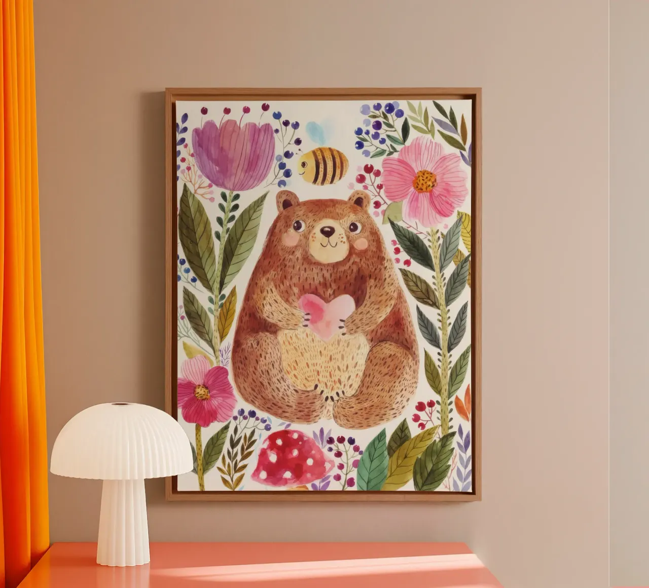 Orso e fiori tela con Cornice a cassetta da muench benjamin