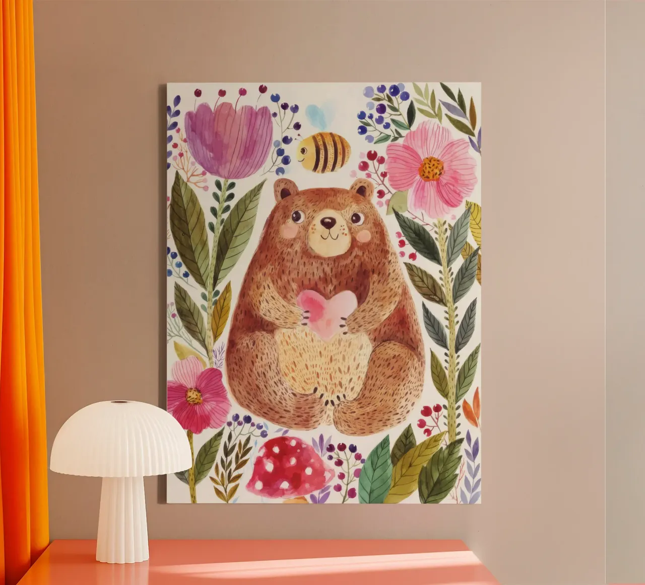 Orso e fiori tela con Cornice a cassetta da muench benjamin