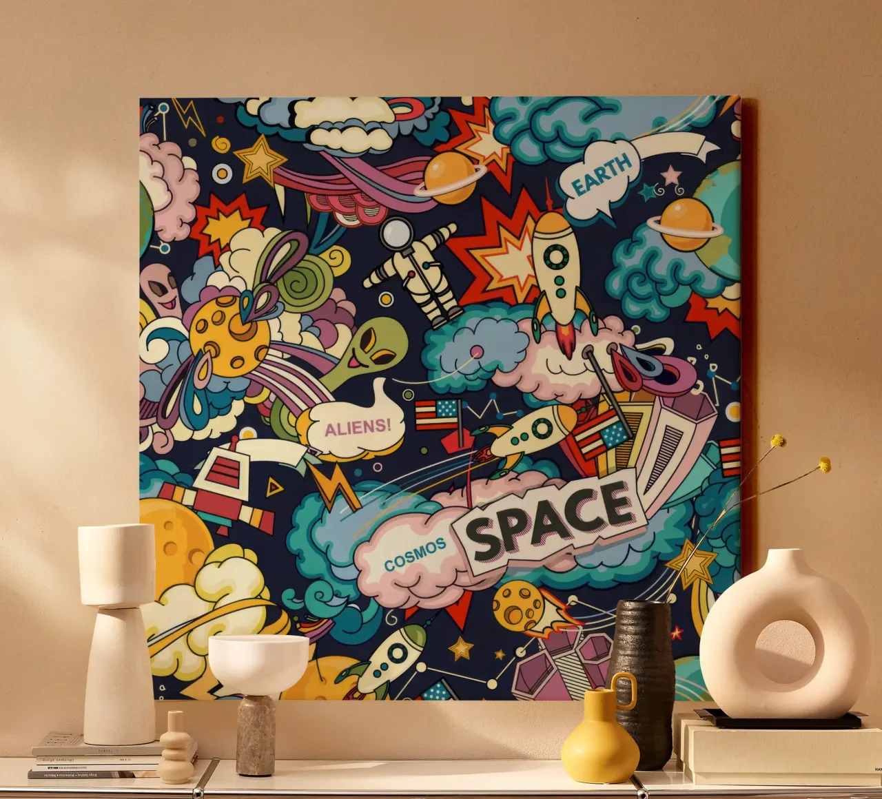 Vector achtergrond kosmos canvas met Baklijst van muench benjamin
