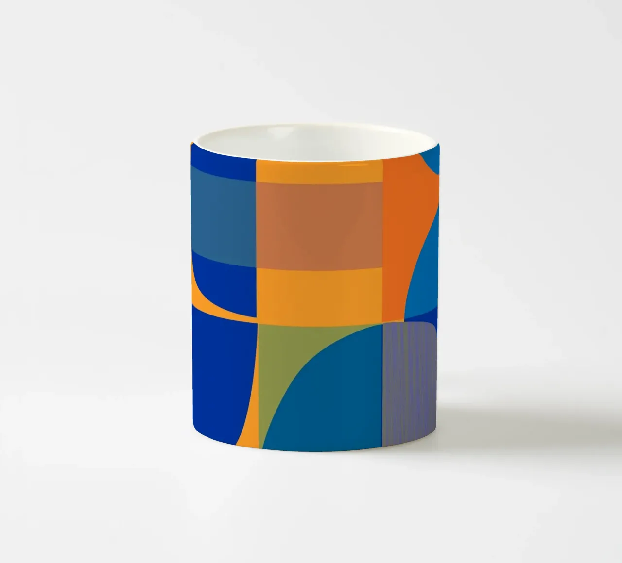 Astratto in blu e arancione tazza in ceramica da MirimoArt