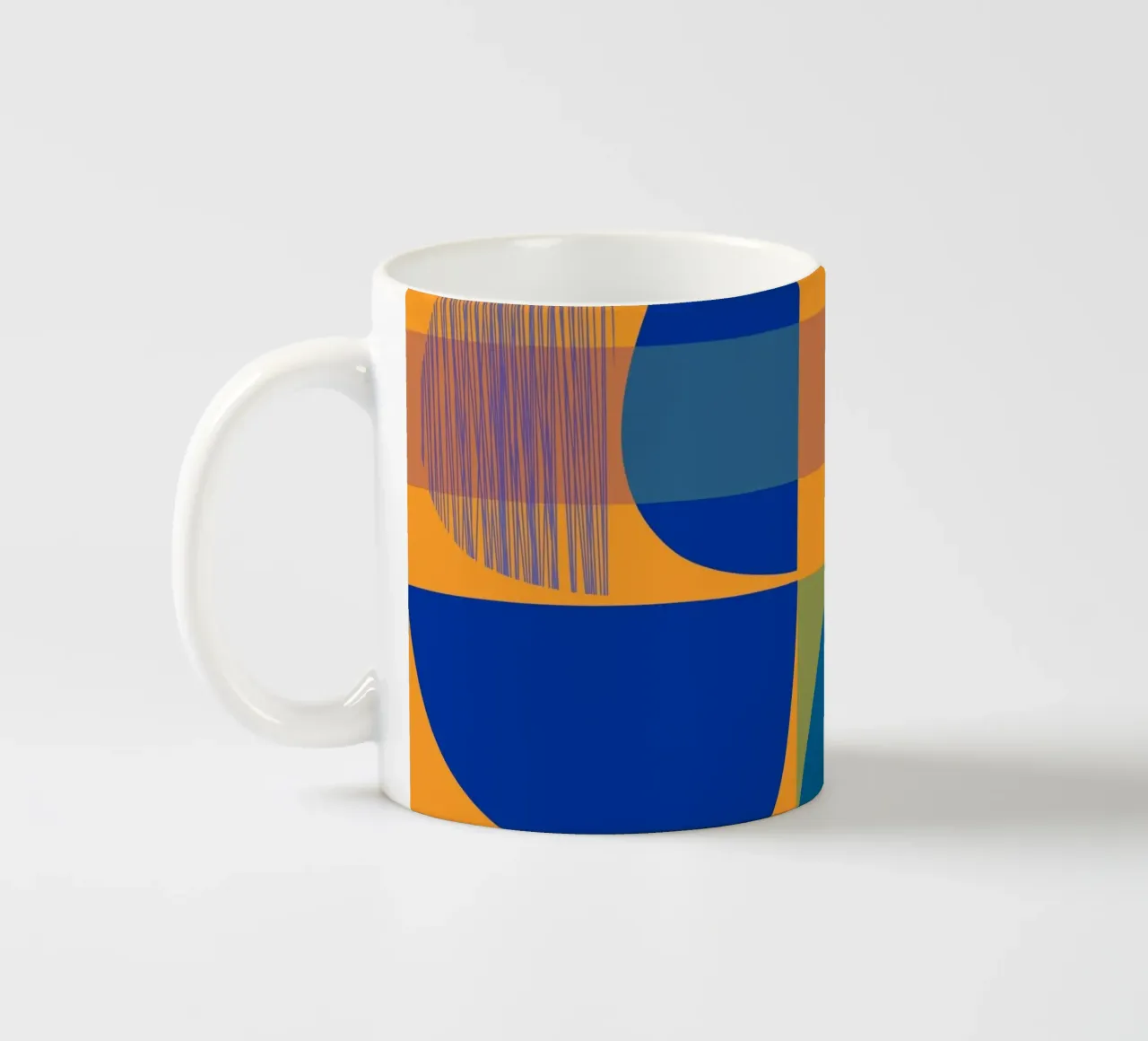 Astratto in blu e arancione tazza in ceramica da MirimoArt