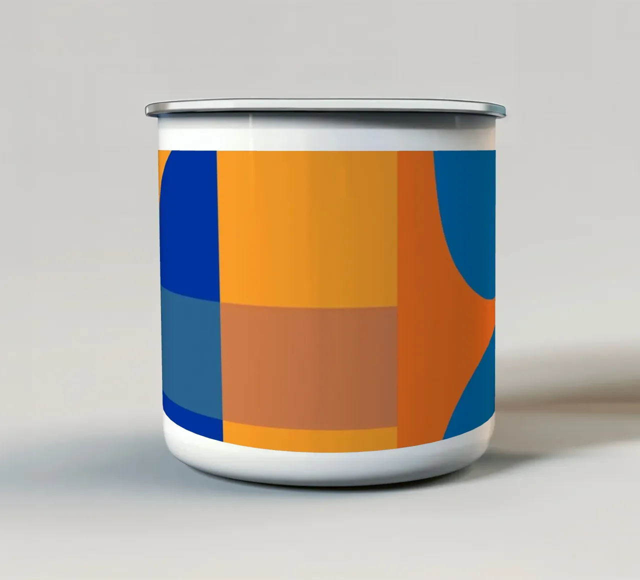 Astratto in blu e arancione tazza in smalto da MirimoArt