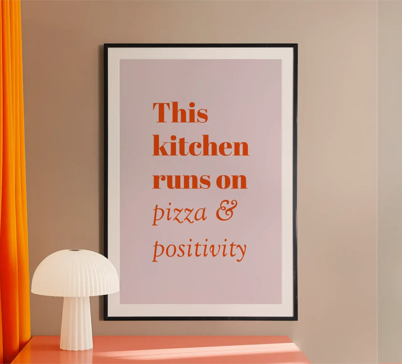 Questa cucina funziona a pizza e positività poster con telaio in plastica da pierosvisuals