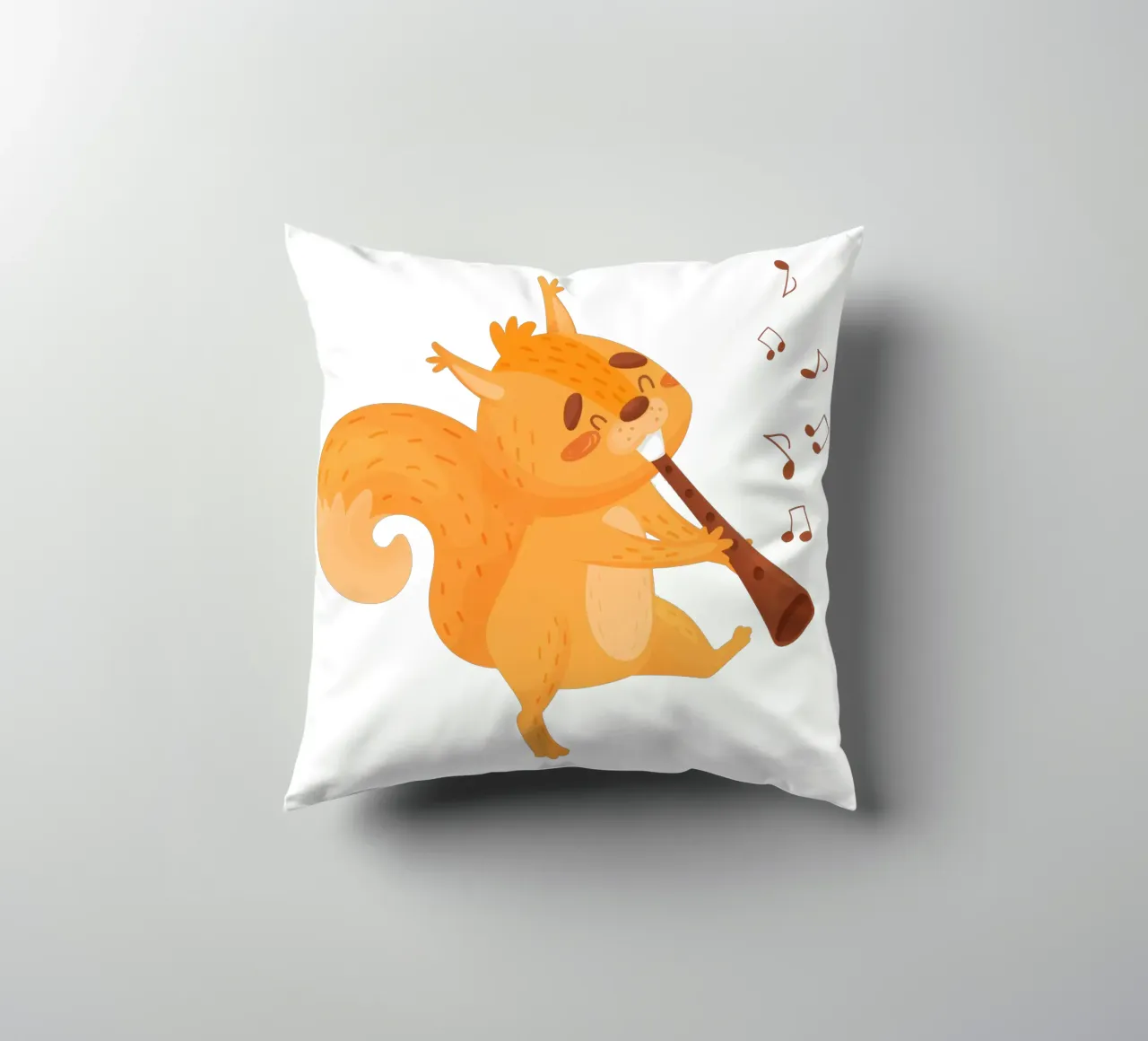 Scoiattolo arancione con flauto cuscino da muench benjamin