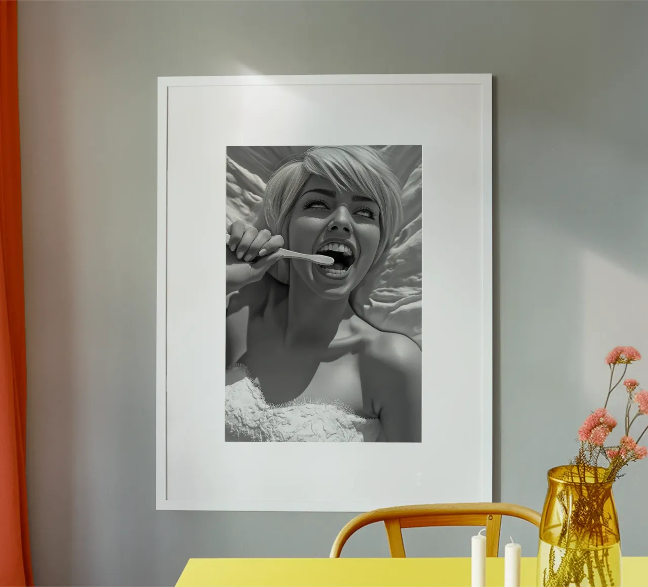Felicidad matutina con un cepillo de dientes poster de Synthaira