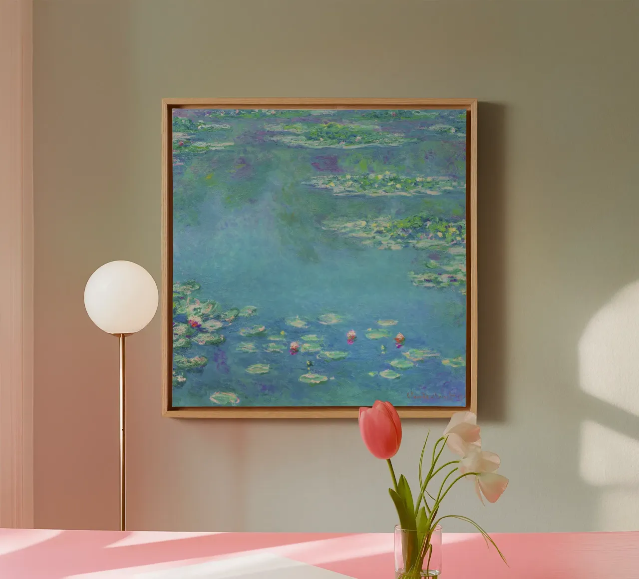 Ninfee di Claude Monet tela con Cornice a cassetta da Classic Art Prints