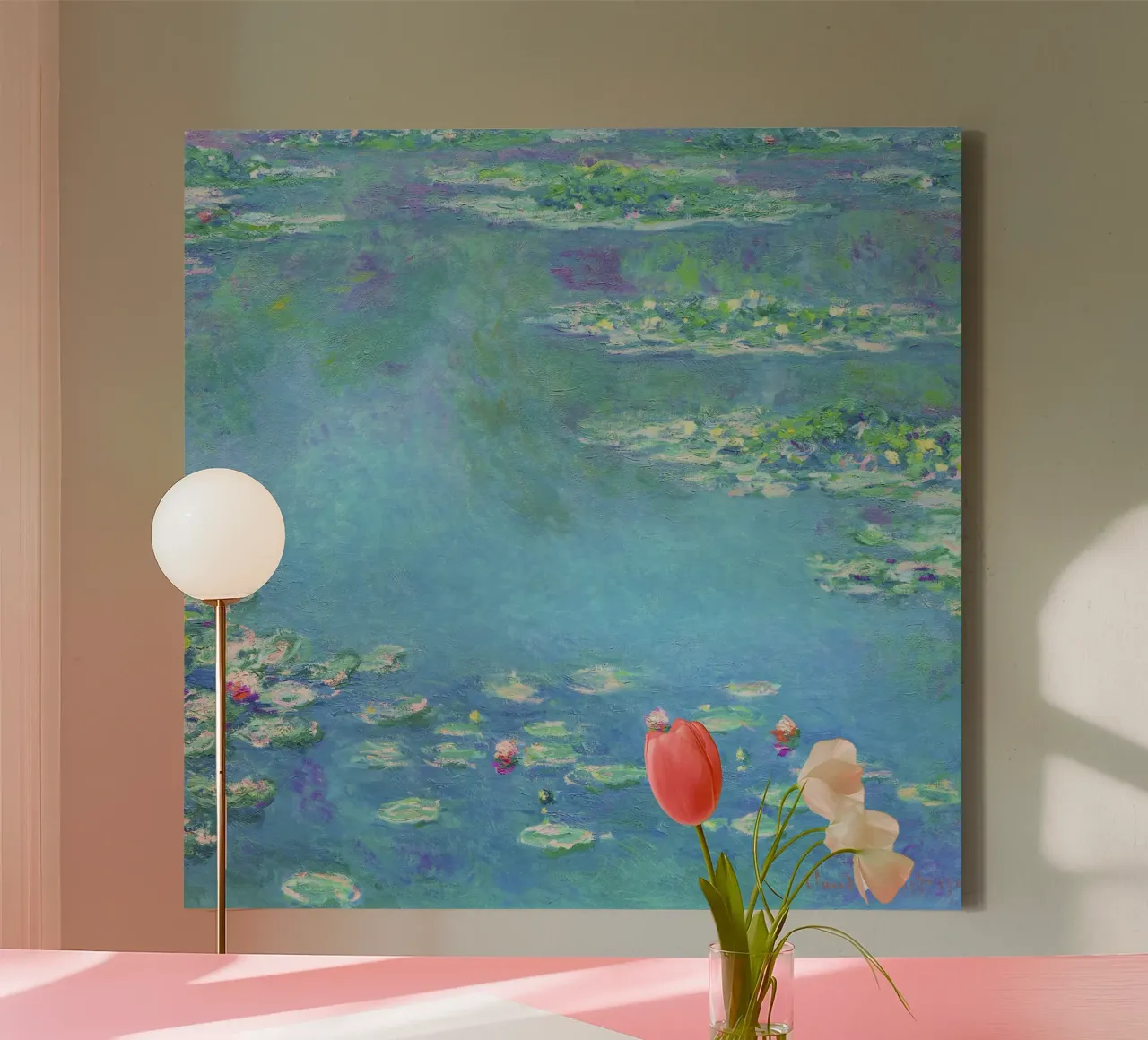 Ninfee di Claude Monet tela con Cornice a cassetta da Classic Art Prints