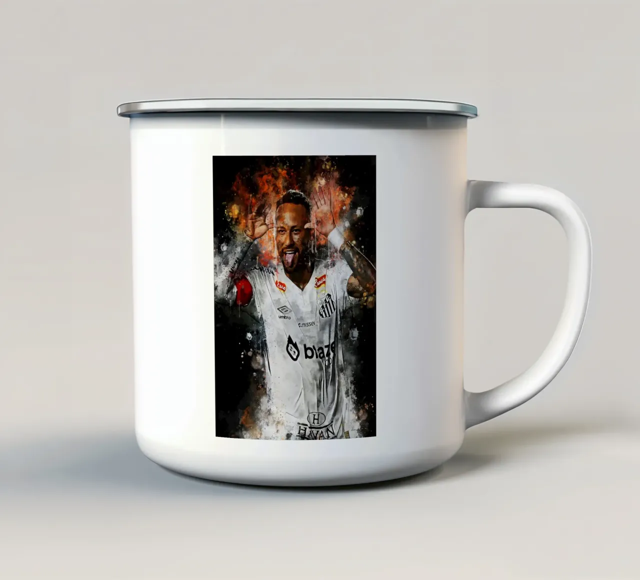Neymar Santos tazza in smalto da MasterInkArt