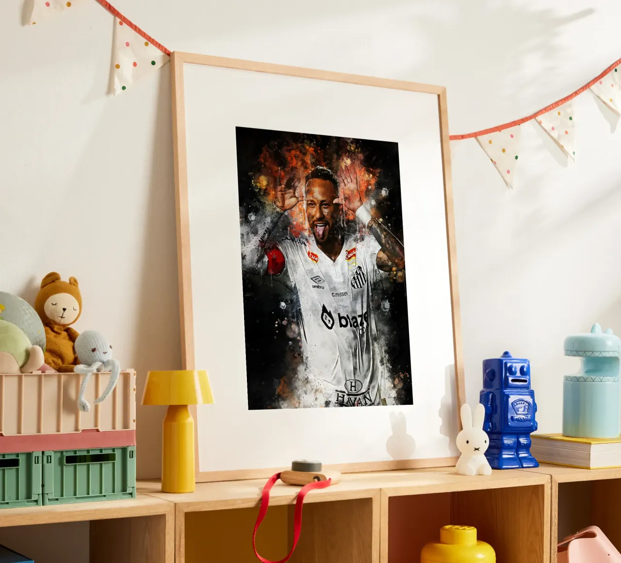 Neymar Santos poster con telaio in alluminio da MasterInkArt