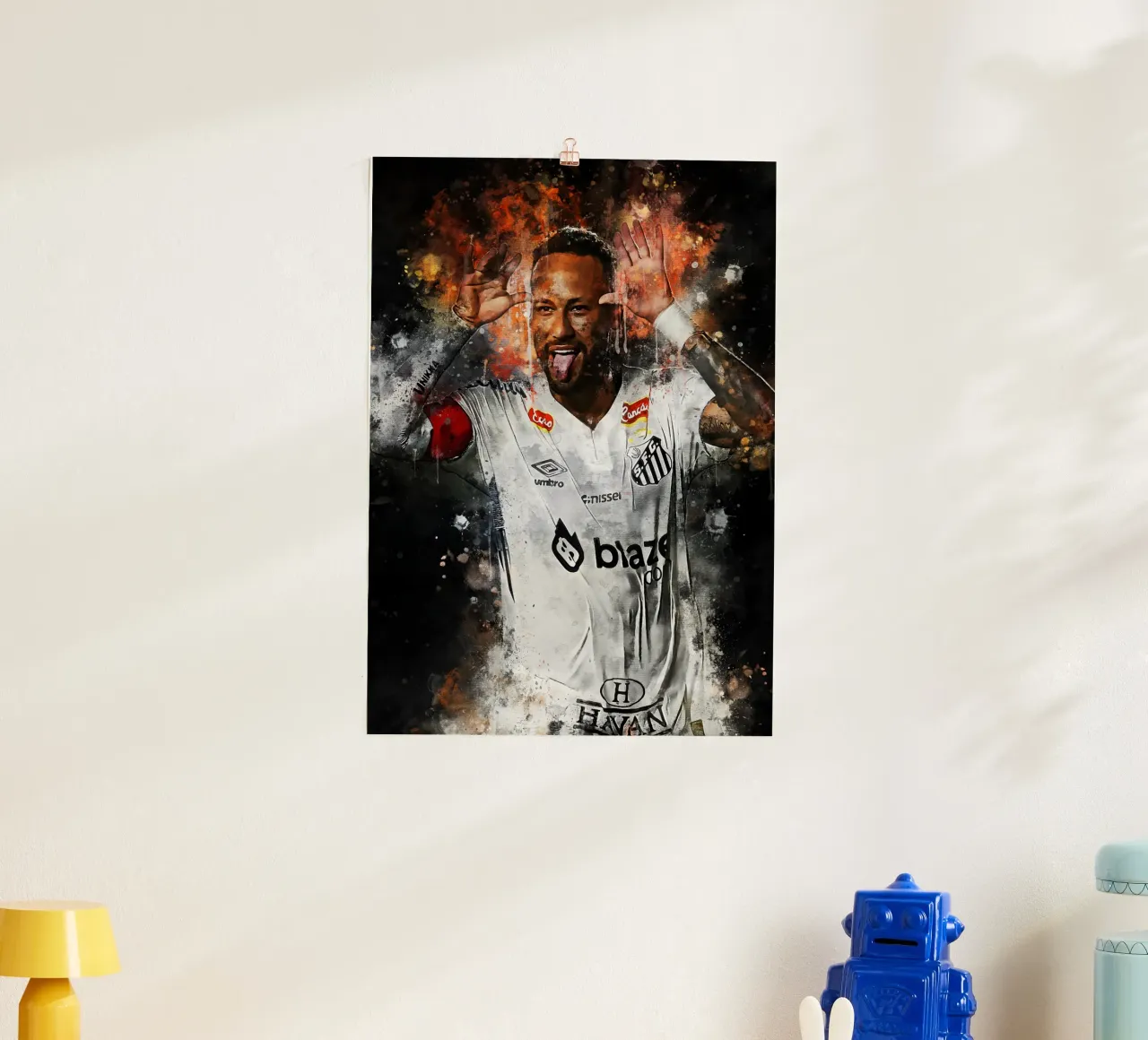 Neymar Santos poster con telaio in alluminio da MasterInkArt