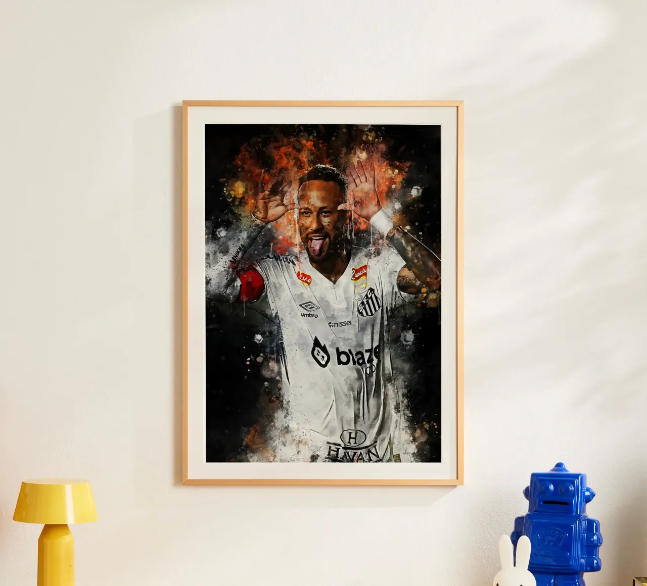 Neymar Santos poster con telaio in alluminio da MasterInkArt