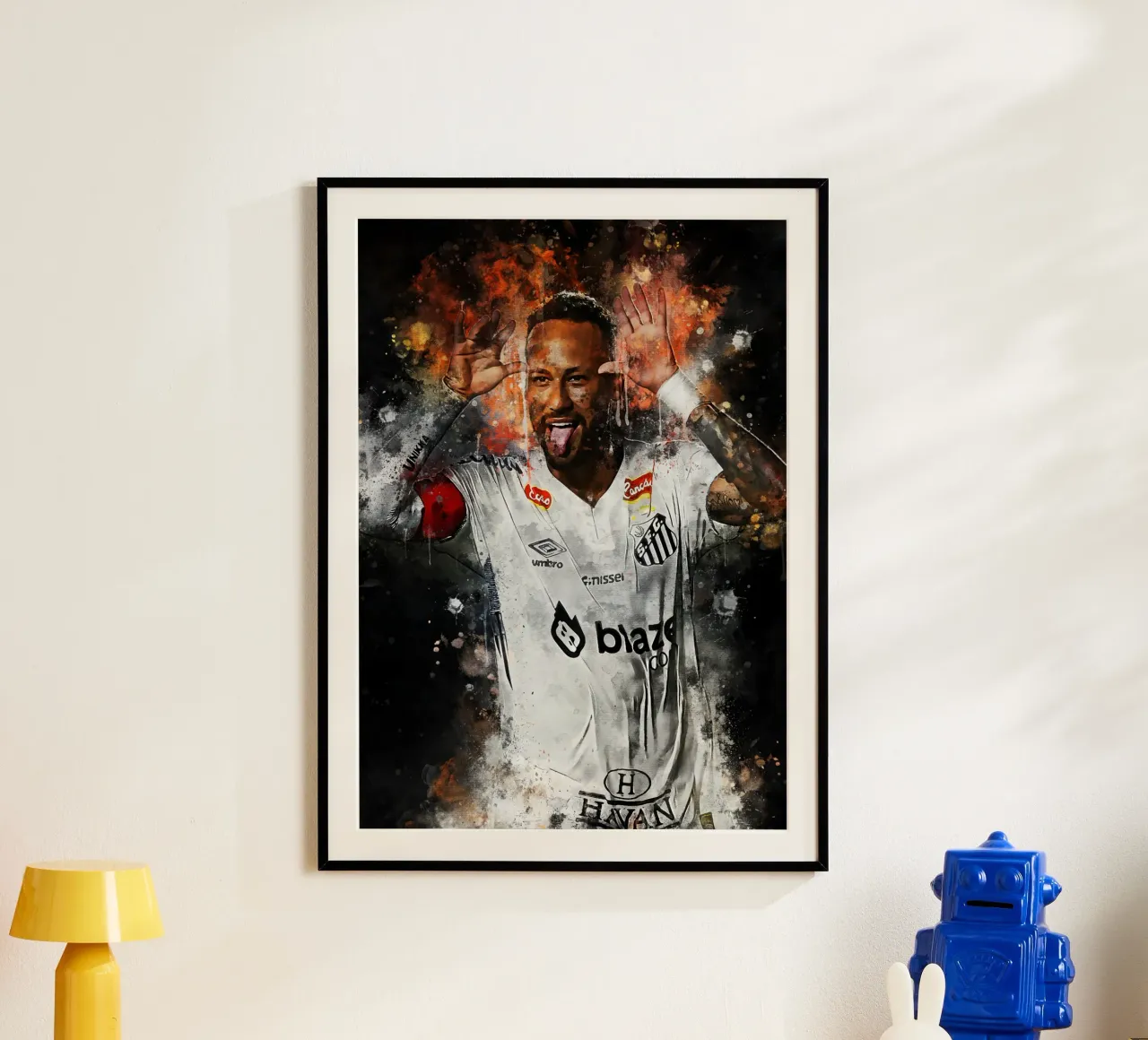 Neymar Santos poster con telaio in alluminio da MasterInkArt