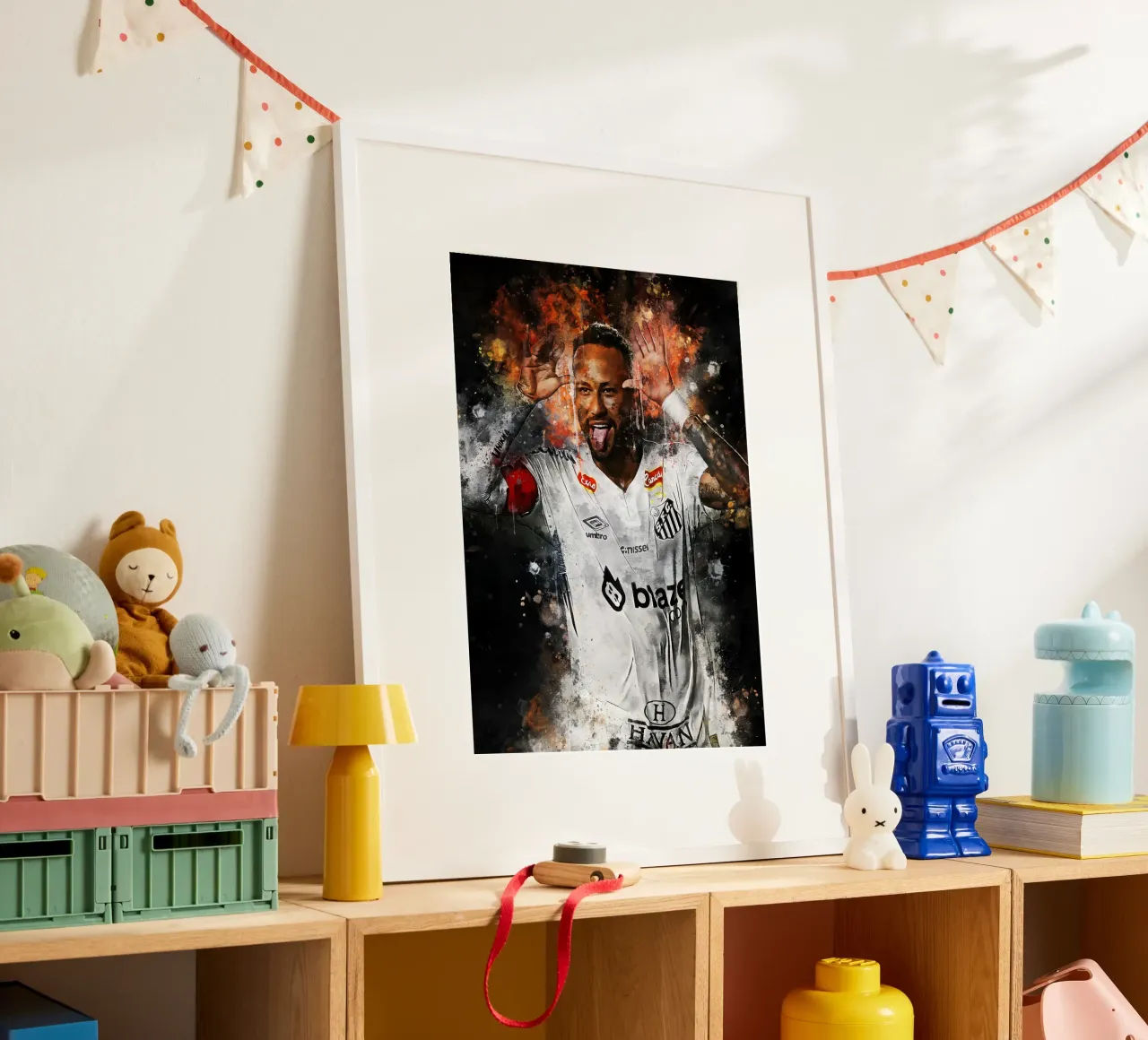 Neymar Santos poster con telaio in alluminio da MasterInkArt