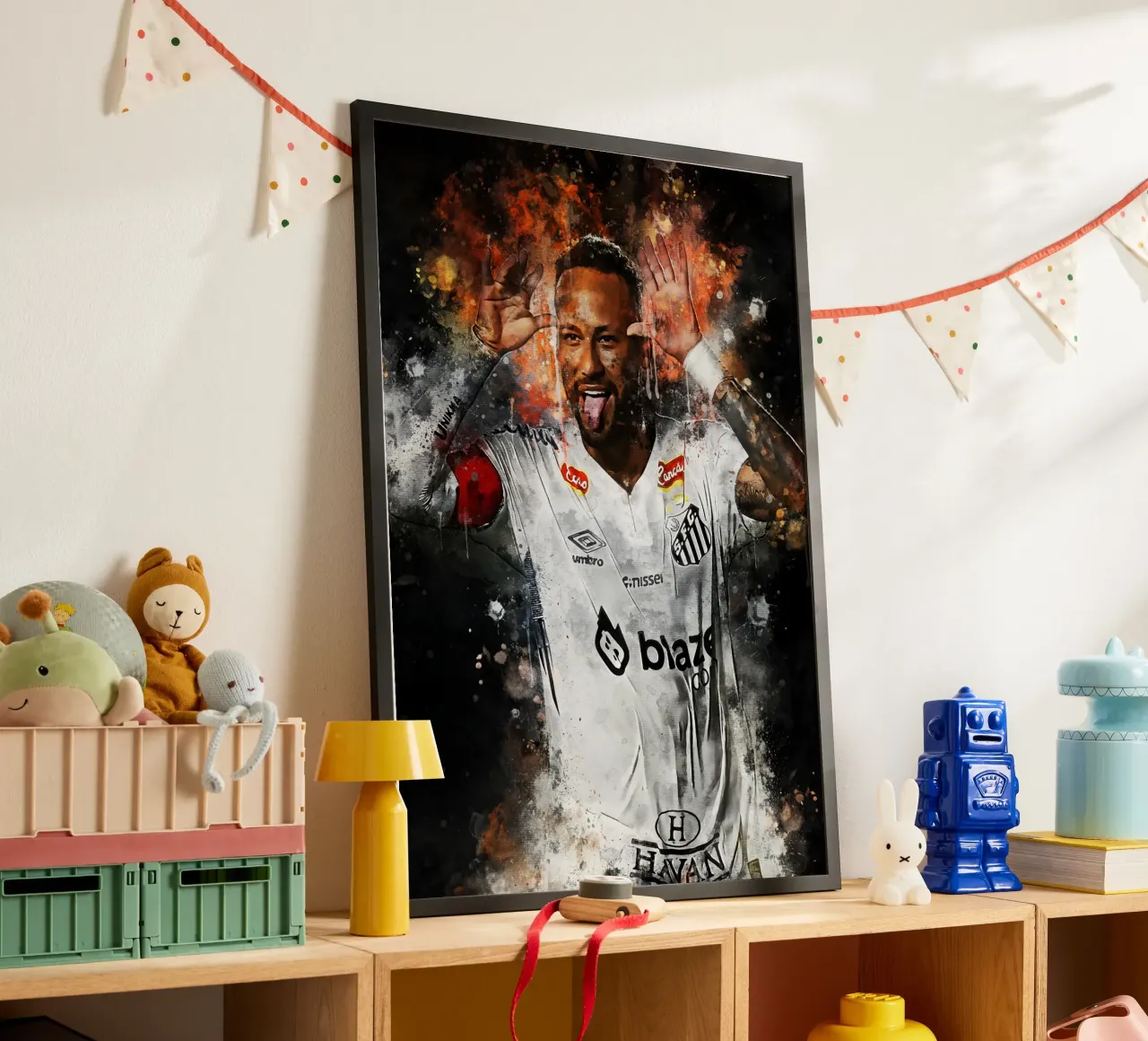 Neymar Santos poster con telaio in alluminio da MasterInkArt