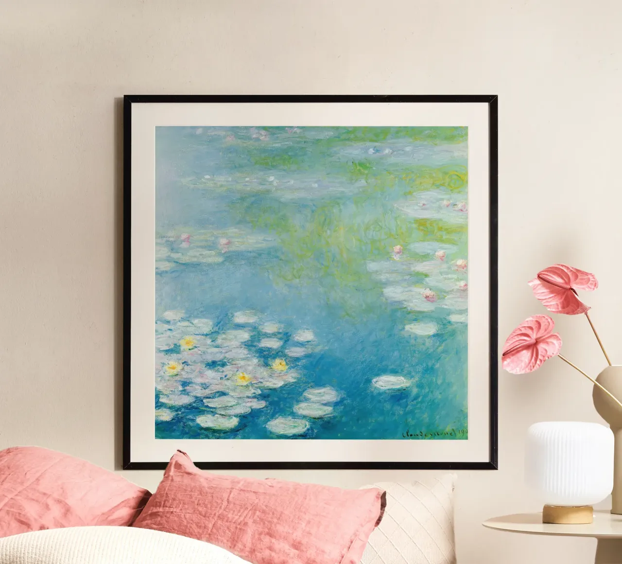 Claude MOnet Ninfee 3 poster con telaio in alluminio da clay bobby