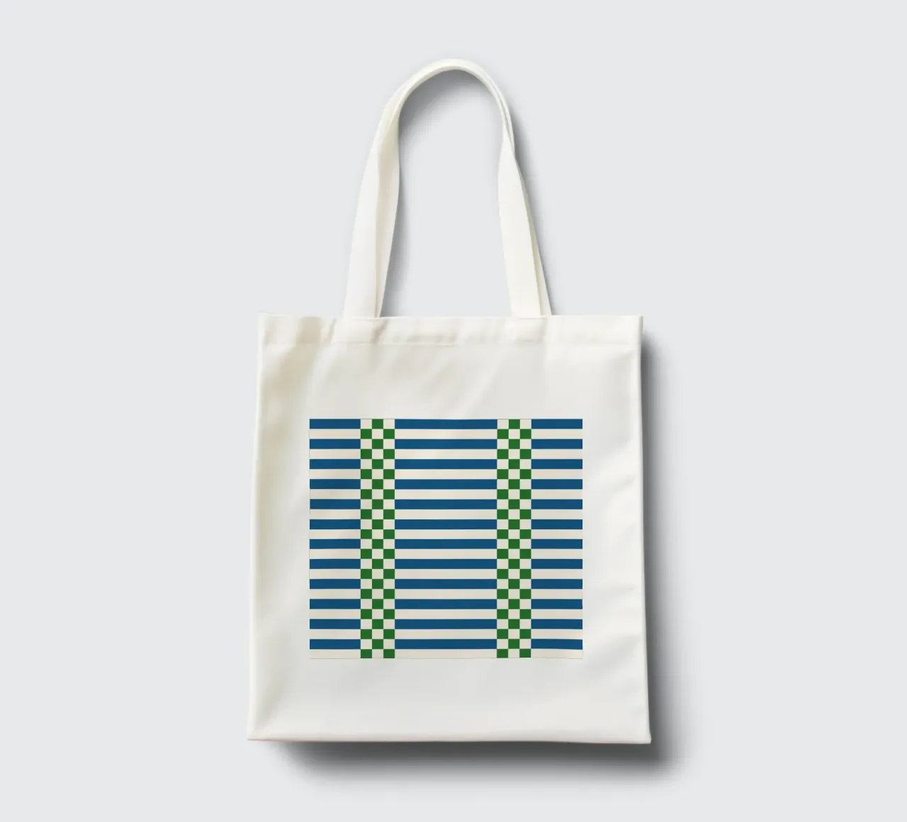 Green and blue checks and lines borsa in juta da TijanaArtStudio88
